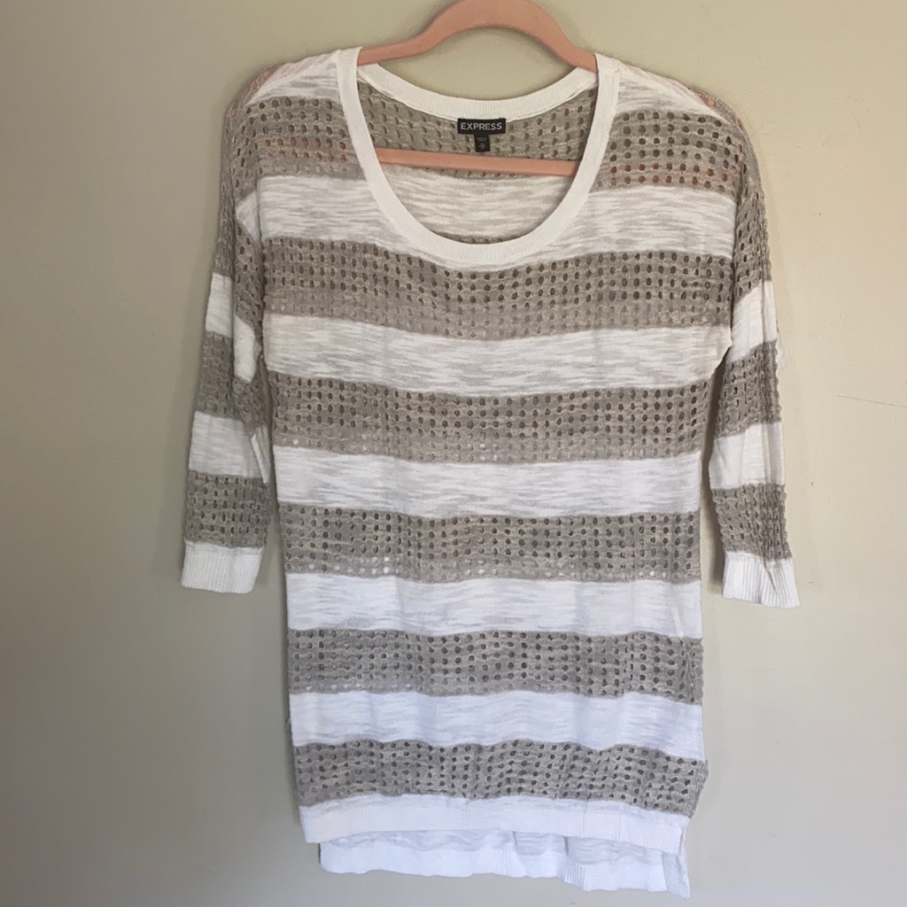Express Striped Mesh Sweater - Xs